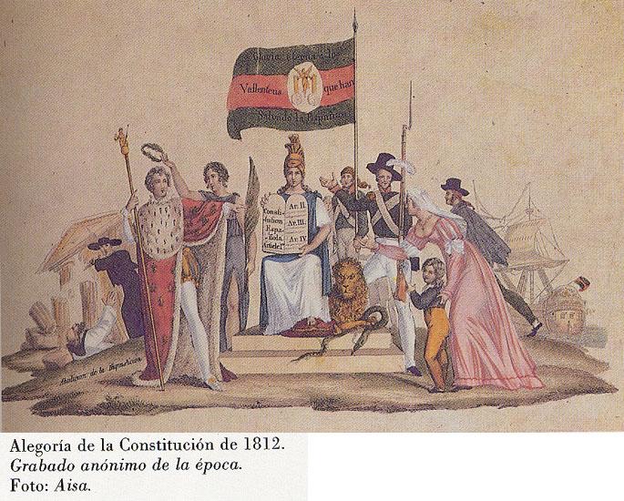 Representación histórica de las Cortes de Cádiz de 1812 durante la elaboración de la primera Constitución española